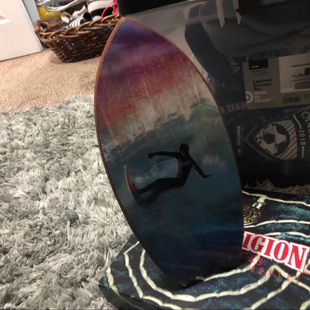 wooden surfboard wave accent hawaiian hawaii california